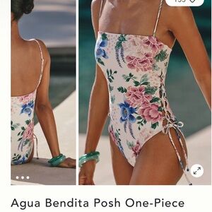 Agua Bendita Kids Floral One-Piece Swimsuit - Cream, Pink & Blue